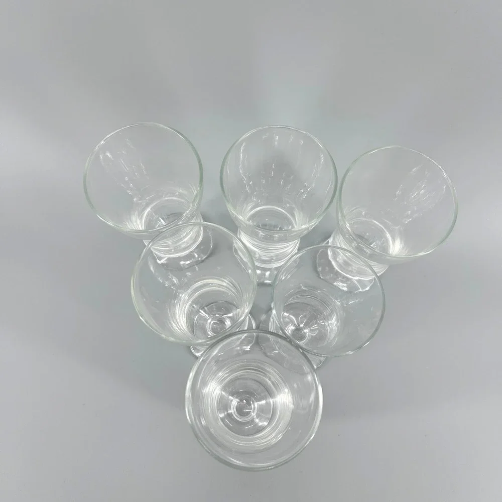 Vintage Clear Glass Hurricane Footed Tulip Cocktail Glasses Set of 6 Retro 6.5